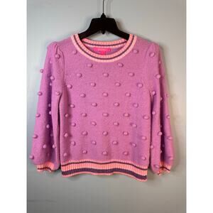 Lilly Pulitzer Dorianna Sweater Purple Iris bobble metallic crew neck puff small